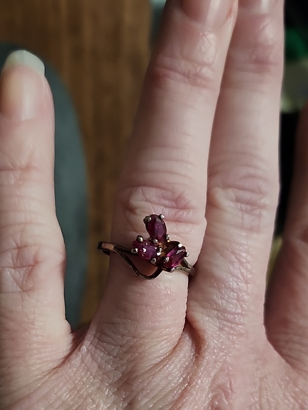 Ruby Red Cluster Flower Ring In Sterling - Women Jewelry
